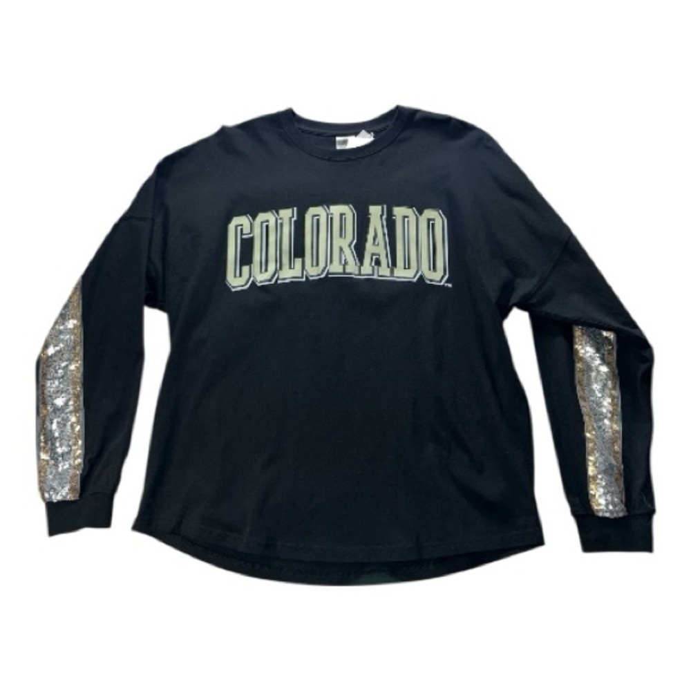 CU Black Long Sleeve Top with Sequin Accents